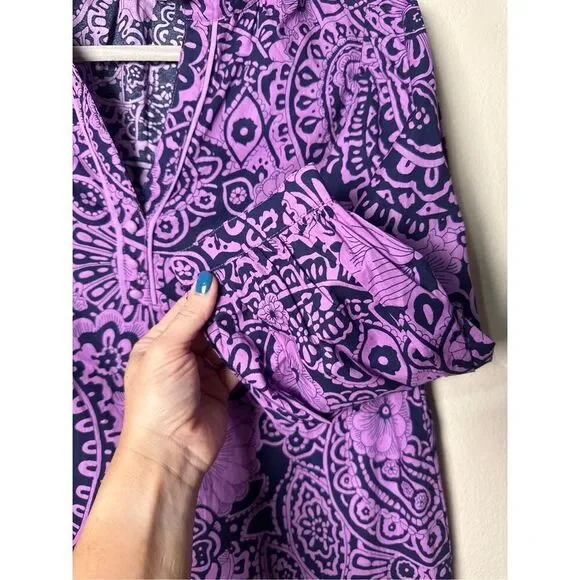 Umgee Paisley Print Dark Purple Blouse Sz m - Picture 2 of 7